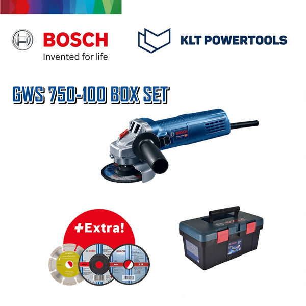 Bosch หินเจียร์ รุ่น GWS 750-100 Fisherman Box Set แถมฟรีใบตัดและกล่องเครื่องมือ